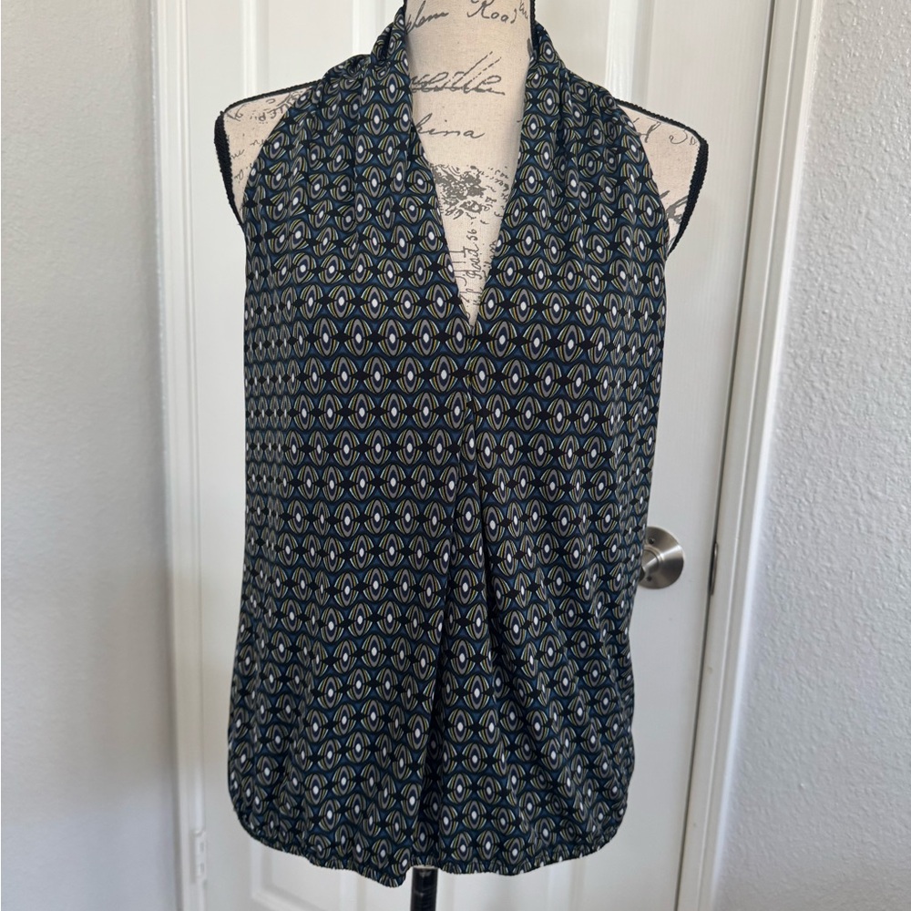 Max studio Elegant Black and Blue Patterned Women's Top